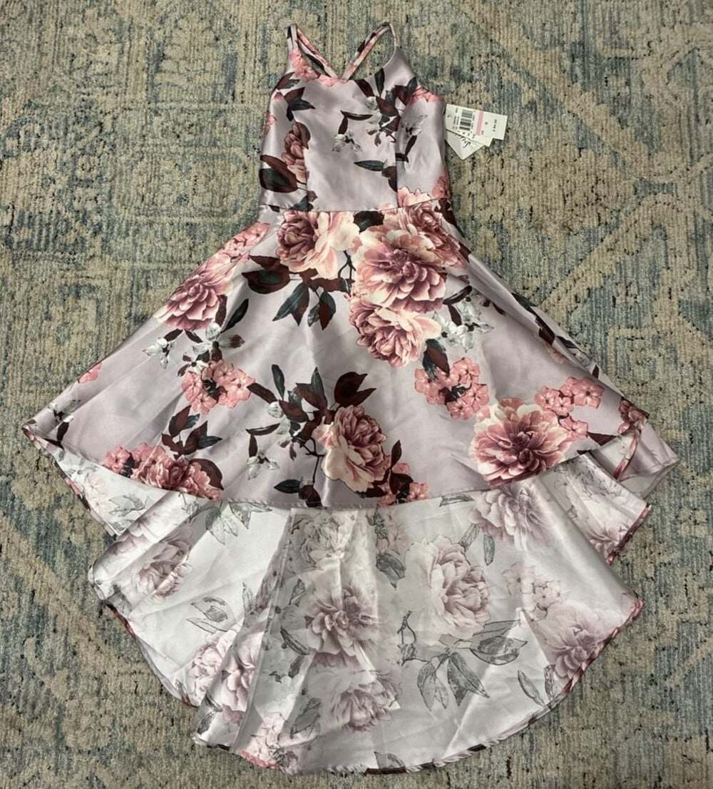 Speechless Kids Floral Sleeveless High-Low Dress Mauve Blush Size 10